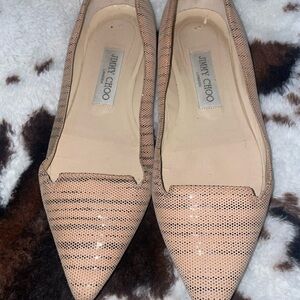 Jimmy Choo Tan Perforated Flats